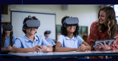 Students with VR headsets